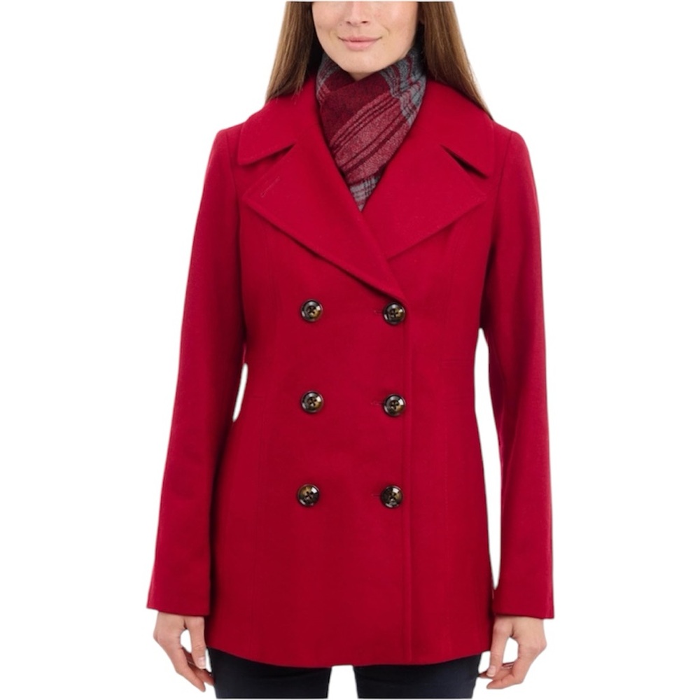 NWOT Charlotte Russe wool red double breasted peacoat women’s size 12